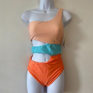 PQ One Shoulder Cutout One Piece Swimsuit Womens Small